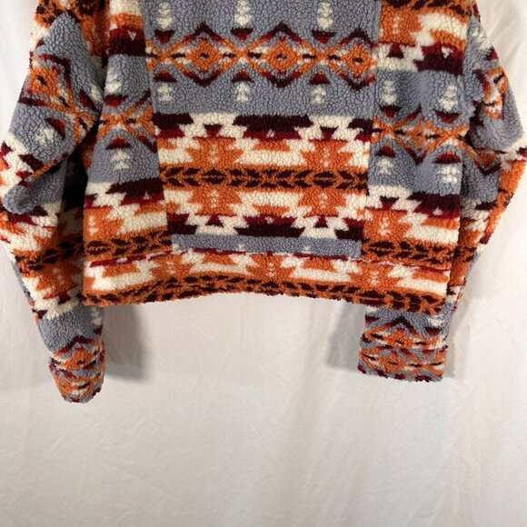 Forever 21 Jacket Women's Large White Orange Aztec Striped Button Up Pockets - Picture 7 of 8